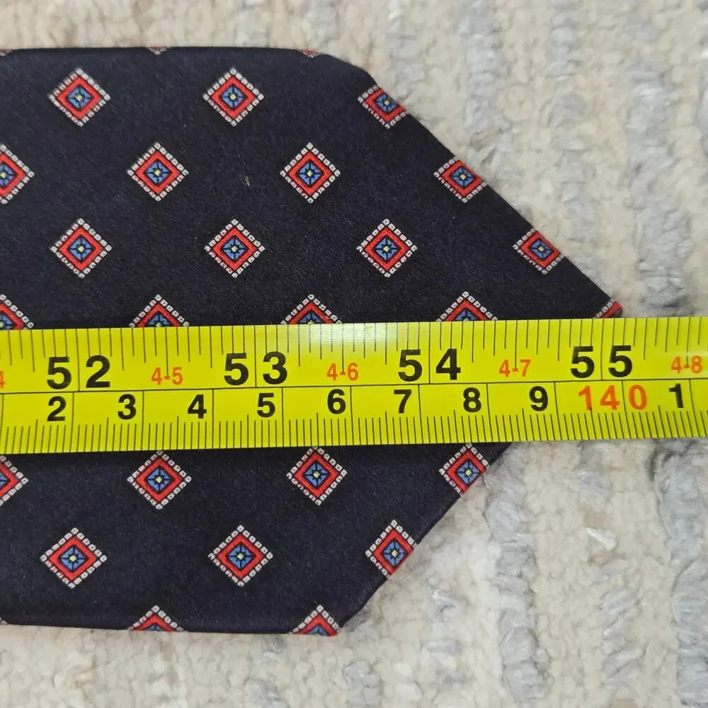 Luca Franzini Tie Rack‎ Italian Silk Navy Red Diamond Print